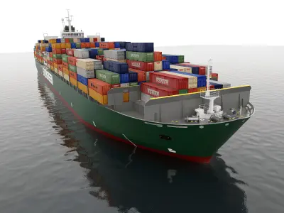 Cargo container ship 300m Low-poly 3D model