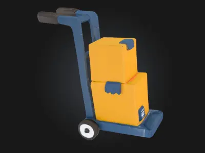 Hand Truck with Boxes  Essential Asset for Industrial  3D model