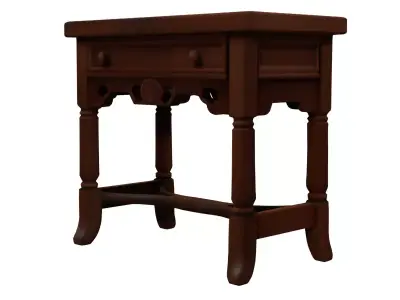 Traditional Dark Wood Side Table Night Stand Low-poly 3D model