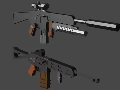2 Low Poly Military Weapons Low-poly 3D model