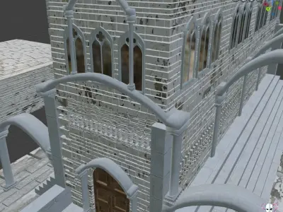 Cathedral  Gothic Style  compatible with any temporal era Low-poly 3D model