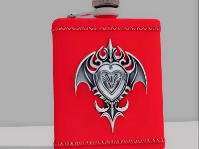 Flask Vamp Red Low-poly 3D model