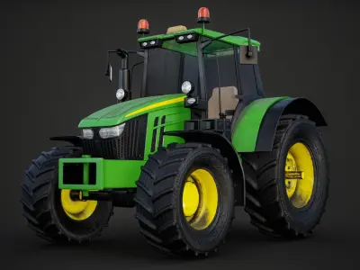 Modern Heavy Agriculture Tractor Green PBR Low-poly 3D model