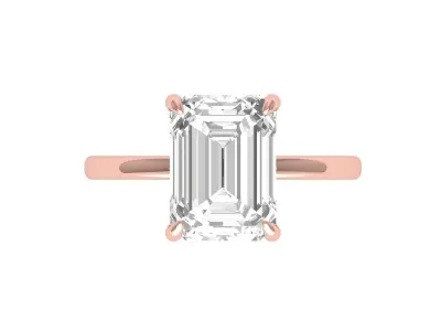 Emerald Solitaire Ring 3D print model 7