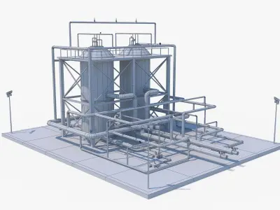 Oil Refinery 1 Low-poly 3D model