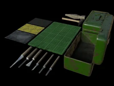 HIE Game Ready Carpenter Tools D180305 Low-poly 3D model