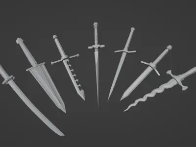 7 Low-poly Medieval Fantasy Daggers For Games Low-poly 3D model Low-poly 3D model