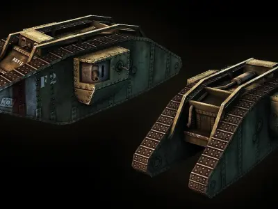 World War I Tank Pack Low-poly 3D model