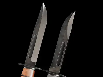 Metal and Wood Kabar Knife Low-poly 3D model