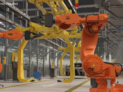 ABB IRB 7600 with Gripper Orange Rigged for Maya 3D model