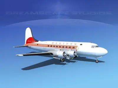 Douglas DC-4 Western Airlines 3D model