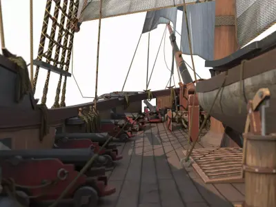 Ancient sailing ships and warships as maritime vehicles 3D model