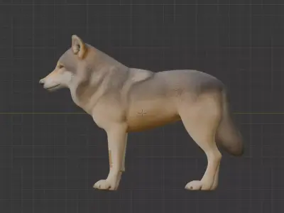 Wolf Miniature Low-poly 3D model
