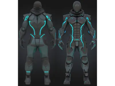 Sci Fi Tactical Cyborg Low-poly 3D model