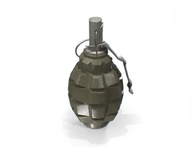 F-1 WW2 Grenade dark Low-poly 3D model