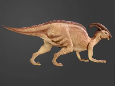 Parasaurolophus Game Ready dinosaur with long horns Low-poly 3D model