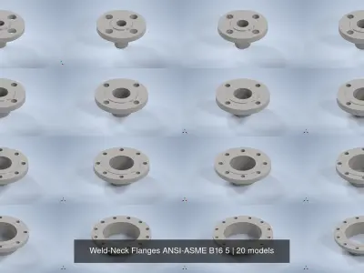 NPS BW RF Weld-Neck Flanges ANSI-ASME B16 5 3D Model Pack