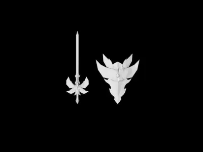Sky Protector - Sword and Shield Low-poly 3D model