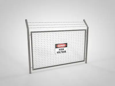 Steel Fence Low-poly 3D model