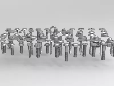 Screw Collection Low-poly 3D model