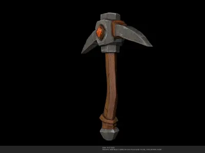 Stylized Miners Pickaxe 3D Model - AI Low-poly 3D model