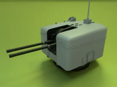 Twin gun Mark6 Turret Low-poly 3D model