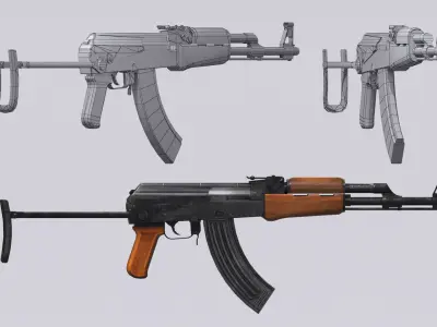 AKM assault rifle - 3D AK 47 Low-poly model Low-poly 3D model