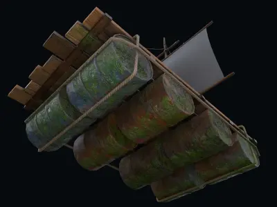 Survival Raft Low-poly 3D model