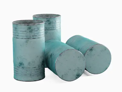 Old Steel Barrel 04 Low-poly 3D model