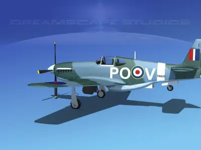 North American Mustang X RAF V07 3D model