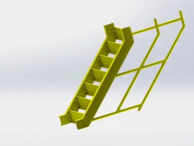Steel stair  Low-poly 3D model