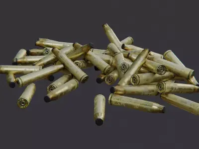 Brass Rifle Shell Casings Pile Low-poly 3D model