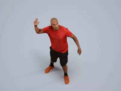 00373Carl008 - Adult Black male exercising in athletic wear for 3D model