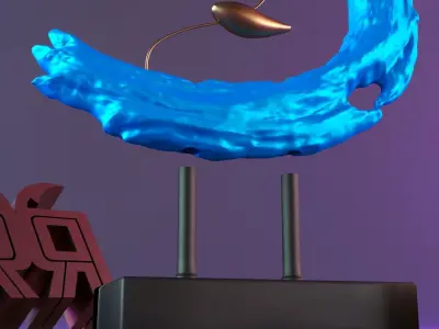 Wave and fish decor sculpture 3 PART 3D print model