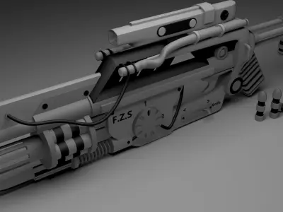 sci fi gun cum launcher with knife Free 3D model