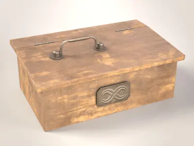 Vintage wooden secretary box Low-poly 3D model