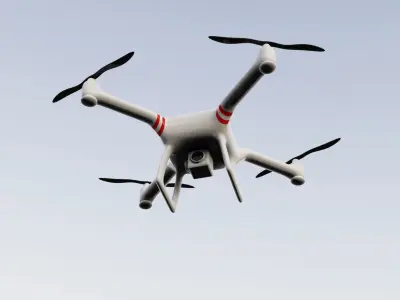 Drone with a camera Low-poly 3D model