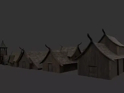 Nordic Village  Free low-poly 3D model