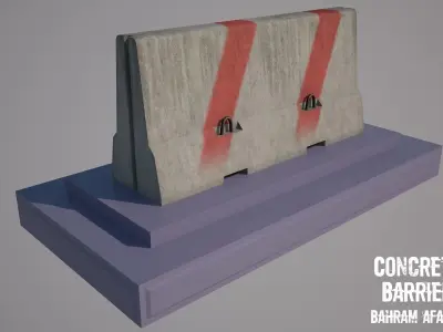 Concrete Block Barrier - Barricade 01 Low-poly 3D model