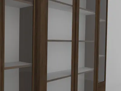 Crockery Display Cabinet Low Poly Walnutt Texture 3D model