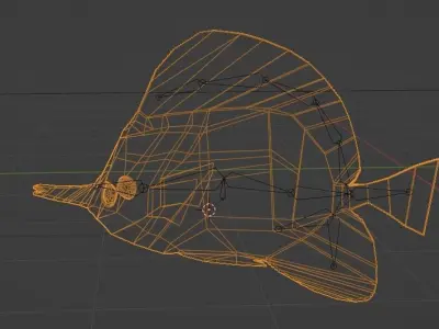 3D Model - DIamond Fish  - Animated and Rigged  Low-poly 3D model