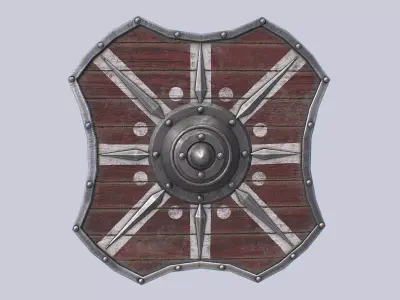 Viking shield Low-poly 3D model 7