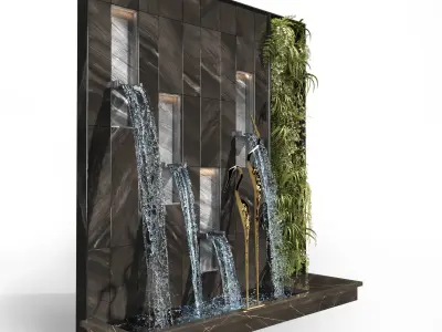 Water falls with Birds 3D model