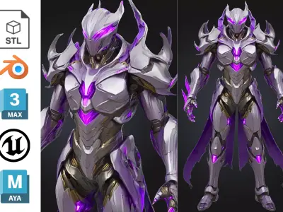 Futuristic Dark Knight Low-poly 3D model
