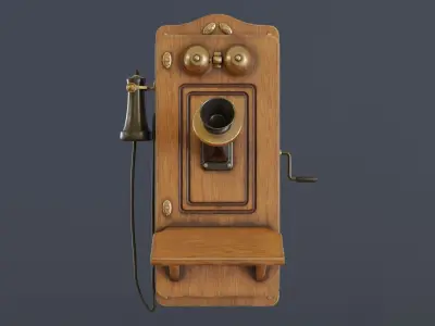 Antique Wall Phone Low-poly 3D model