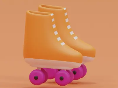 Cartoon Quad Roller Skates 3D model