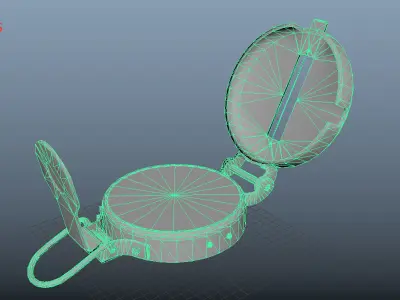 Low Poly Old Metal Compass Low-poly 3D model