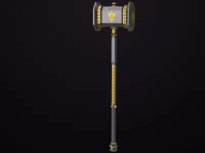  Battle Hammer 06 All PBR Unity UE Textures Included Low-poly 3D model