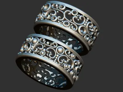 Arabesque Male and Female Ring 3D print model