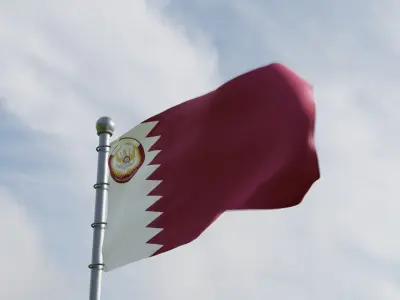 Animated Qatar Flags 3D model